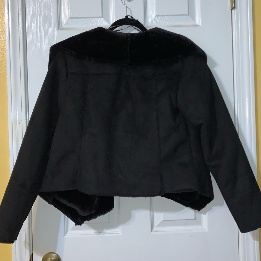 NWT Missguided Black Waterfall Shearling Jacket - Picture 4 of 4